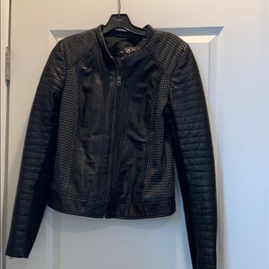 Trouve zip sleeve leather jacket
